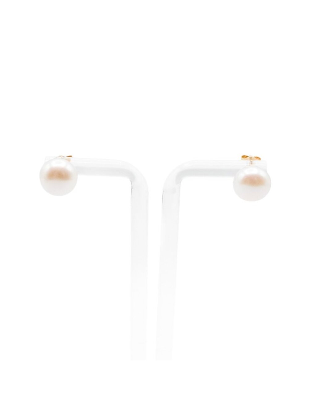 14K Yellow Gold 10mm Button Pearl Stud Earrings White Cultured Freshwater